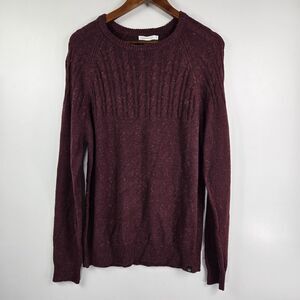 Threads 4 Thought Men's Size Medium Burgundy Fleck Cable Knit Sweater NWT